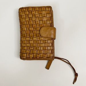 Cognac Woven Classic Leather Wallet